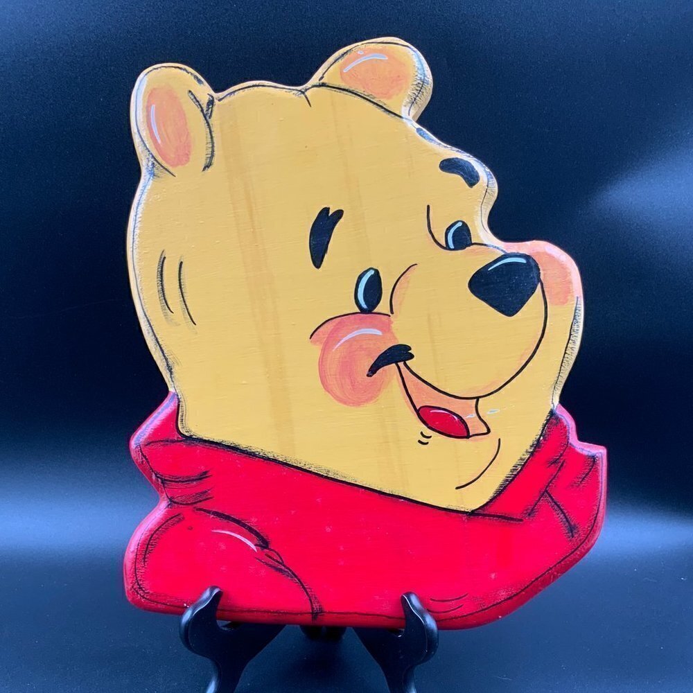 Vintage Hand Painted Wooden Winnie The Pooh Wall Hanger 13" x 10"